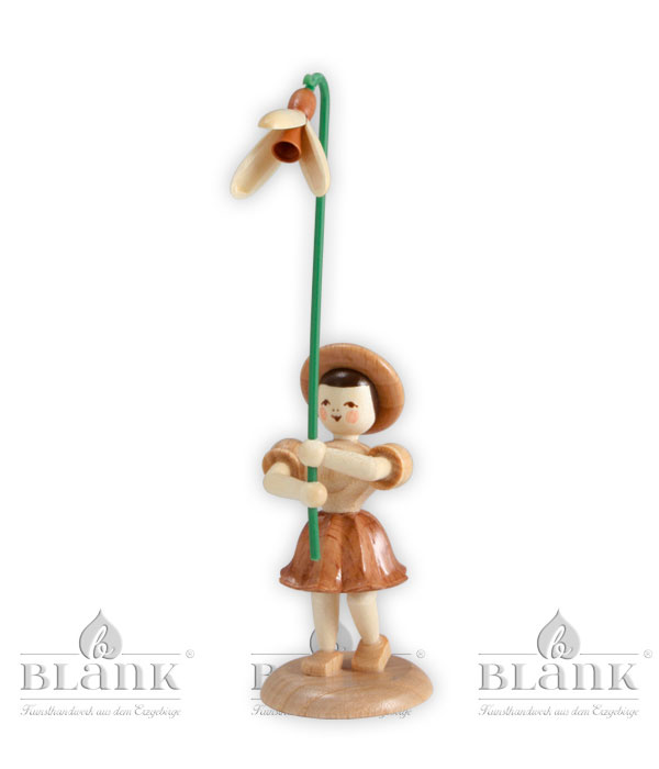 Blumenkind mit Schneeglöckchen, natur H 12 cm