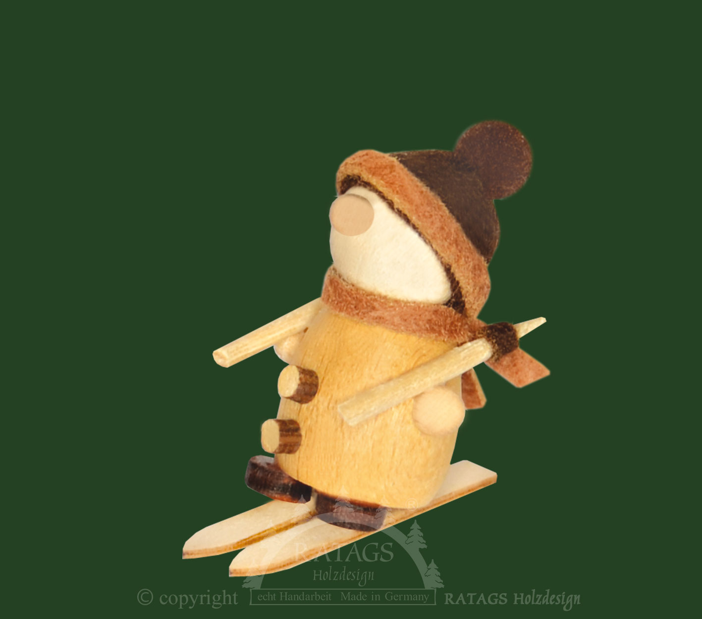 Mini Molli on skis, brown