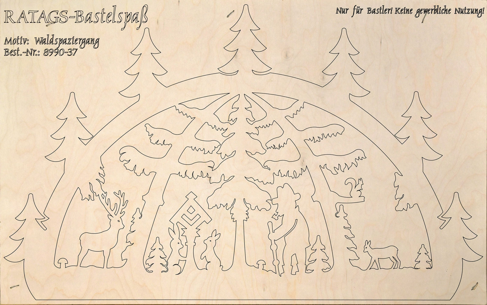 2 motif plywood panels, self-sawing Schwibbogen, small, forest walk