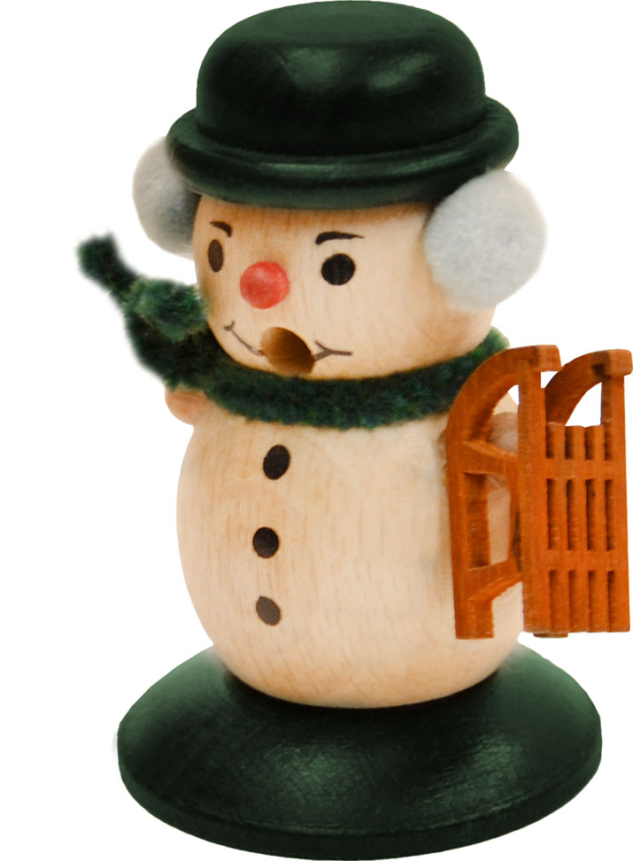 Miniräuchermann, Schneemann, Schlitten