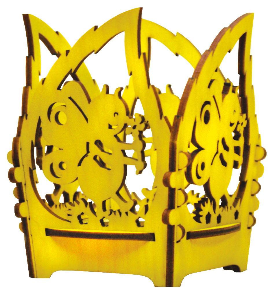 Tealight holder, butterfly, yellow