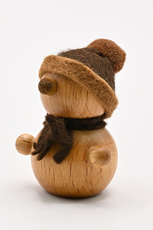 Snømann, brun lue H 4,5 cm