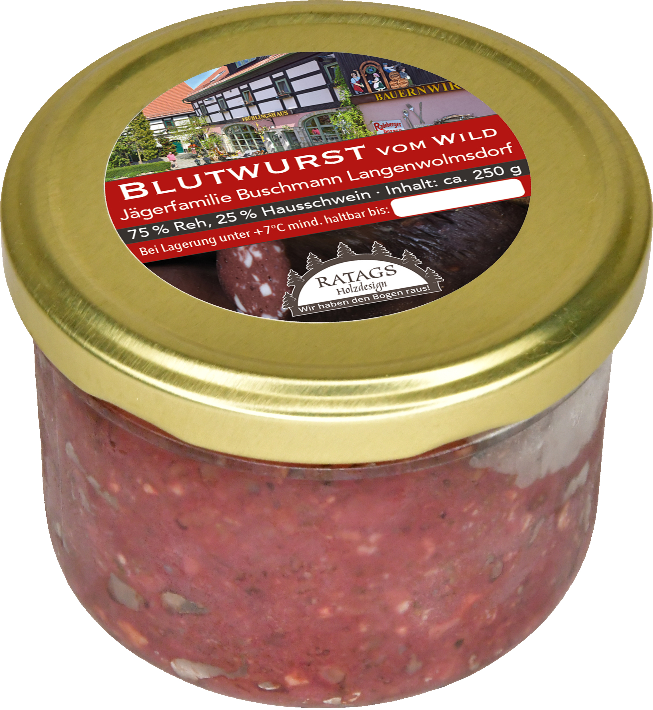 Blutwurst mit Wild - im Glas / 200g Wurstglas