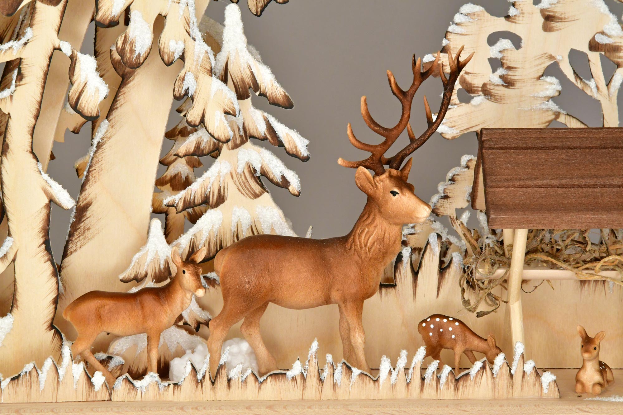 3D candle arch, large, deer in the forest, coloured grey, hoarfrost