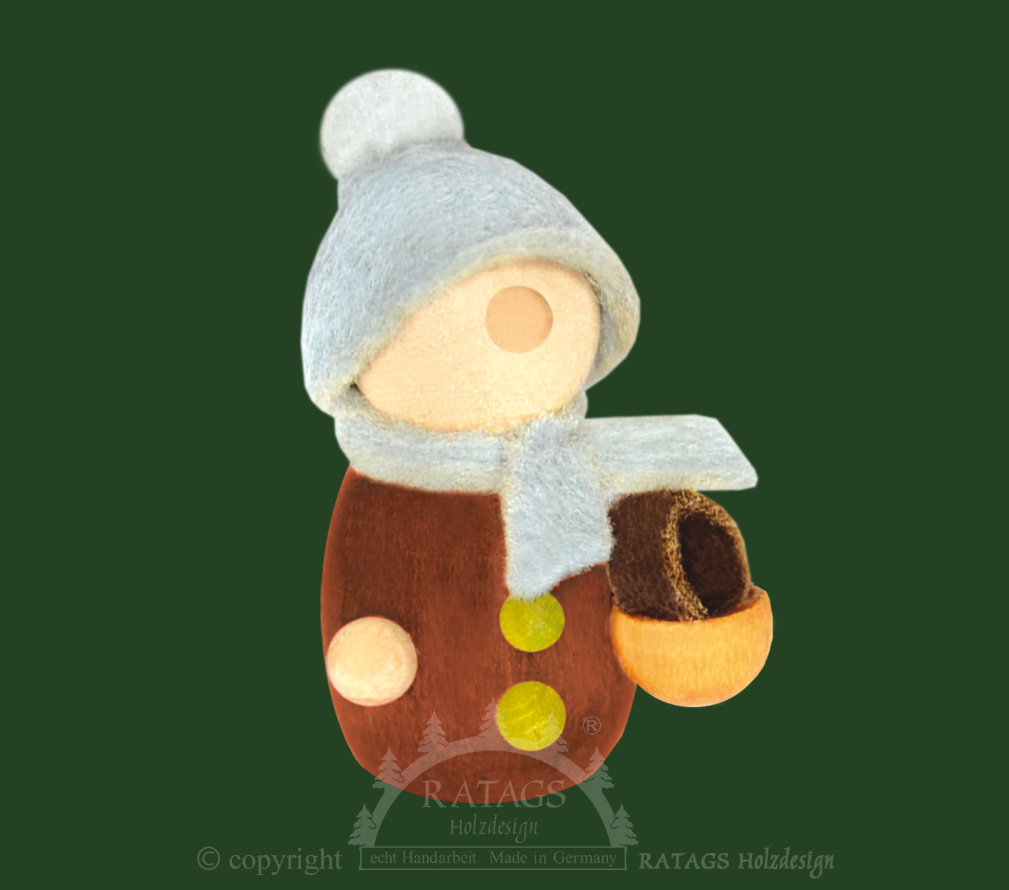 Mini-Molli with bobble hat and basket,