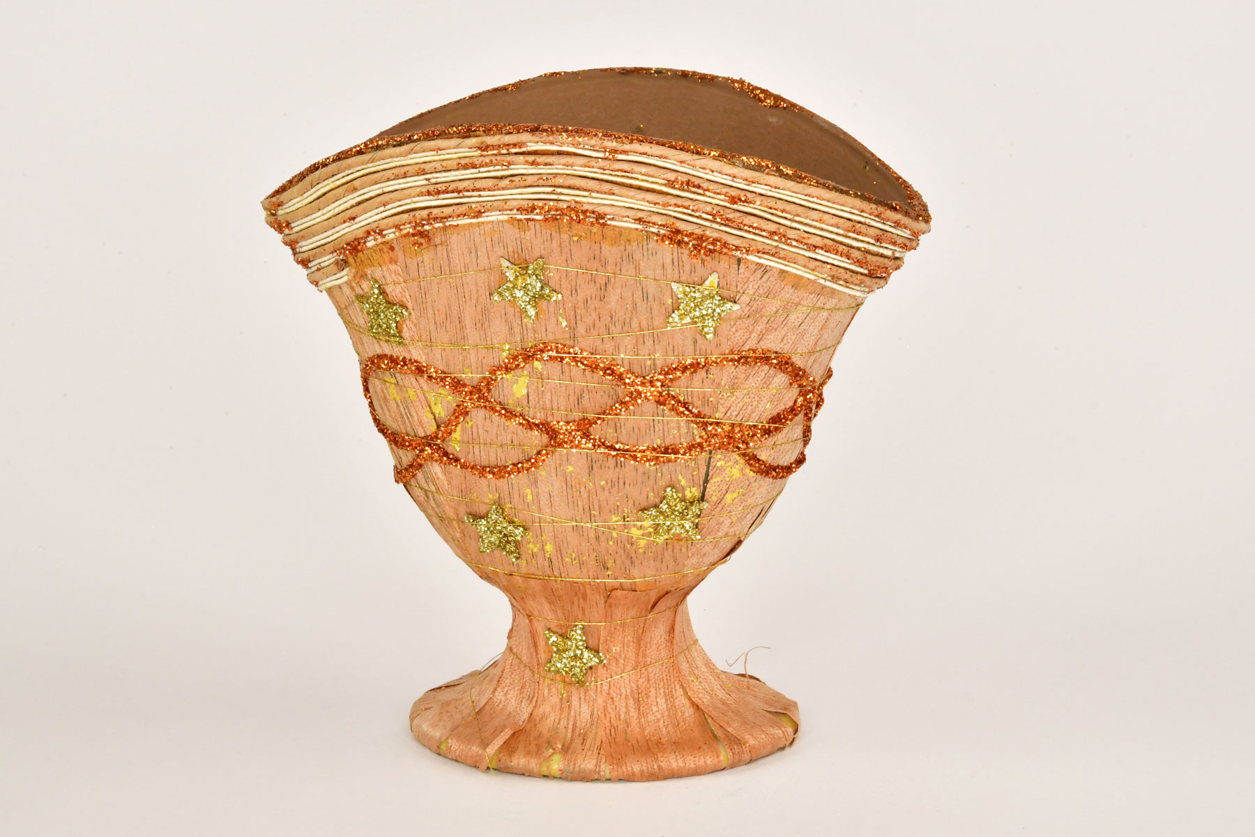 Sisal plant pot with natural materials Oval curved bowl