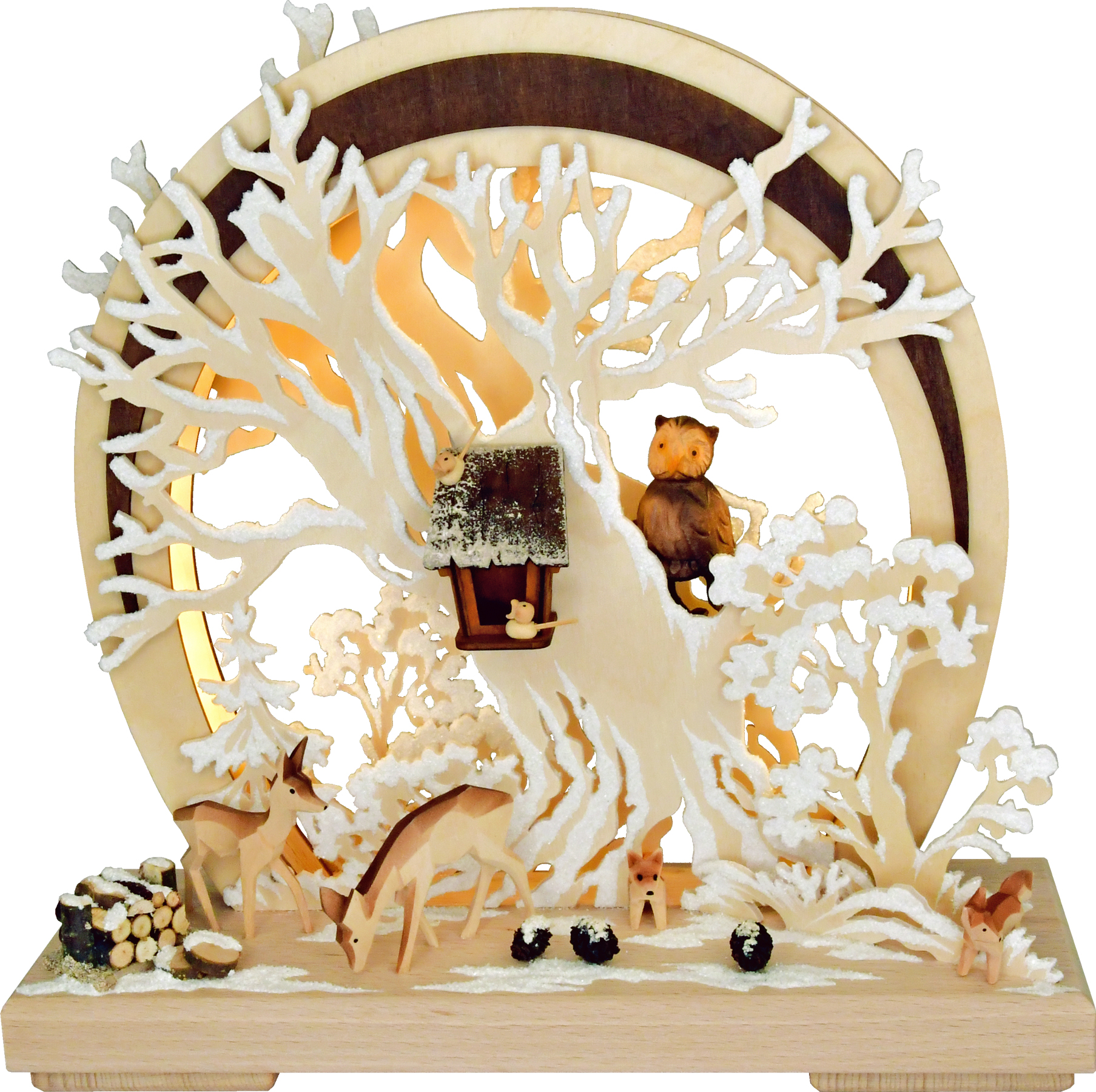 Romantikleuchte, LED, rund, Waldtiere, Raureif Romantikleuchte, LED, rund, Waldtiere, Raureif