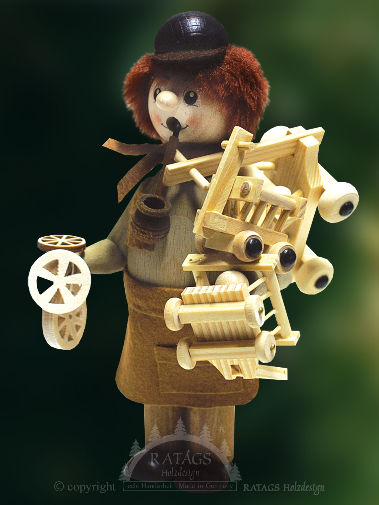 Naturpaffer, ladder wagon man, glazed