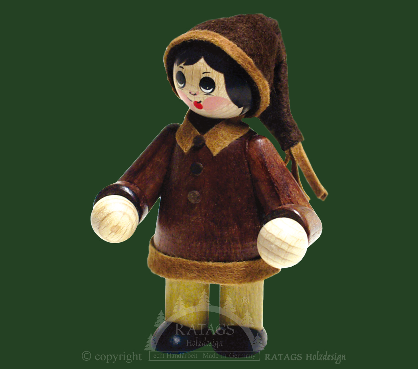Figura grande, niña con gorro de pico