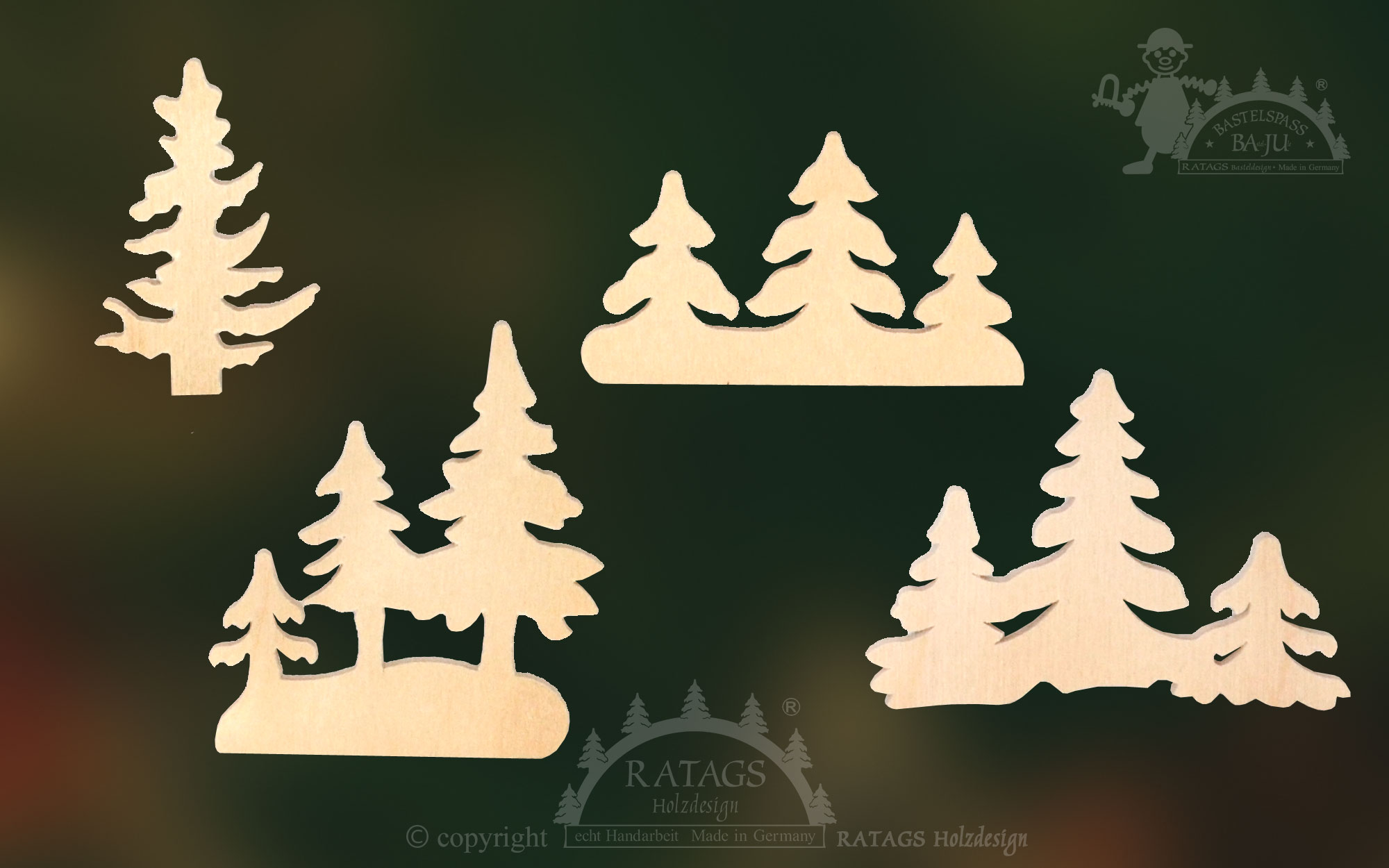 Trees for crafting, set of 4