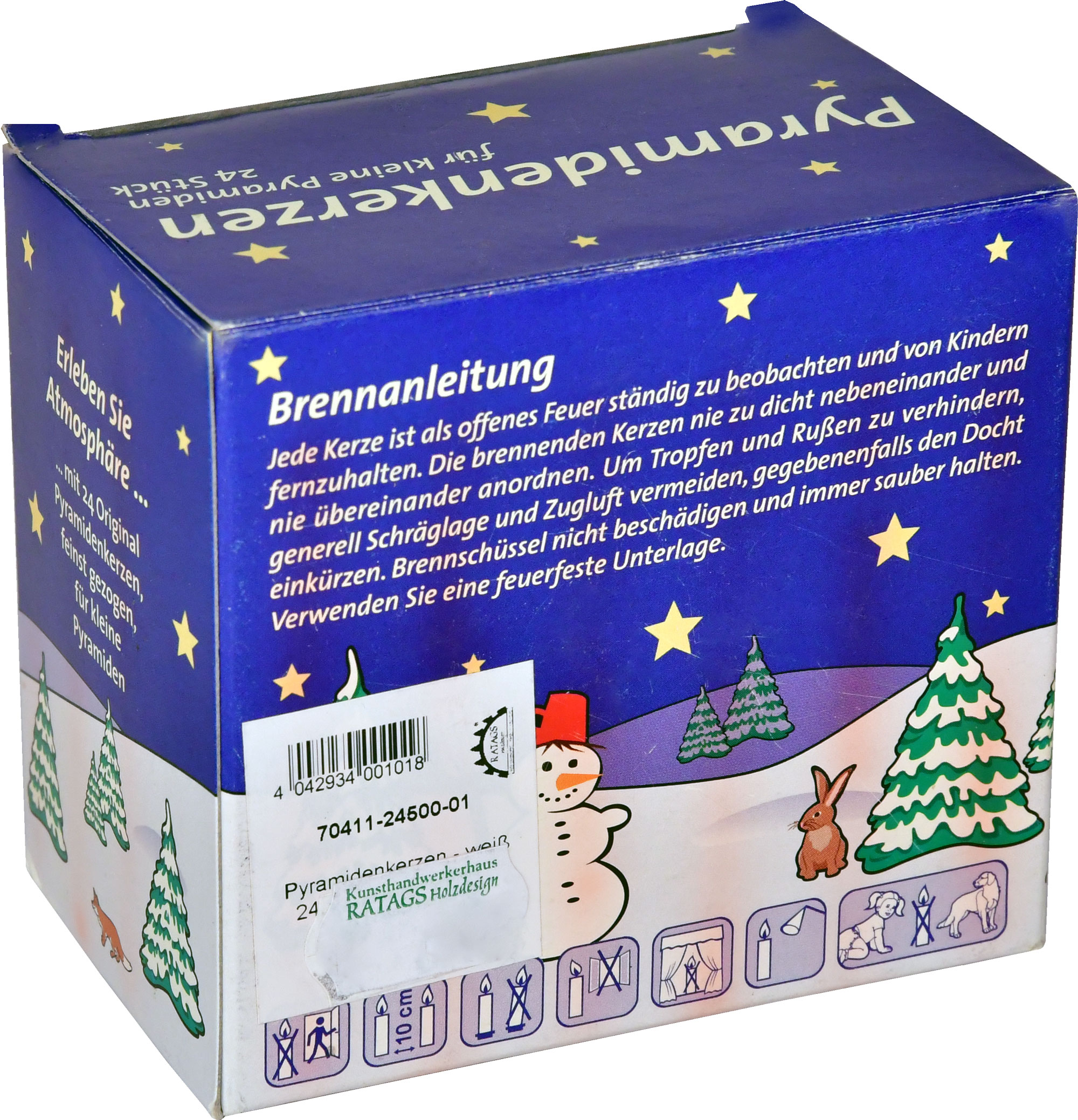 Pyramid candles, 24 pieces, red, 14 x 74 mm