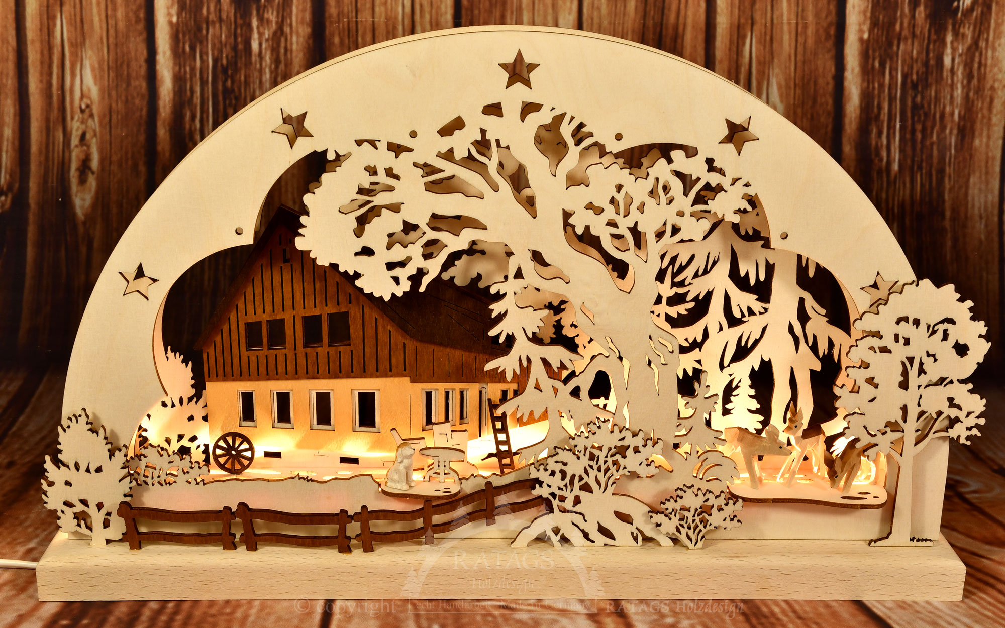 3D-LED-Schwibbogen kl., Wald-Wiesenhaus