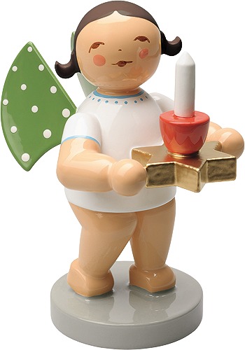 Engel mit Sterntülle und Kerze, rot dunkles Haar