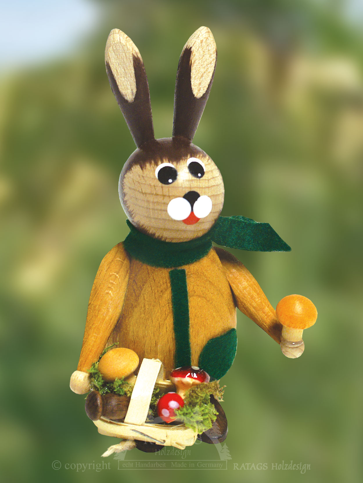 Knuffi Hase Pilzsammler mit Korb Knuffi Hase Pilzsammler mit Korb