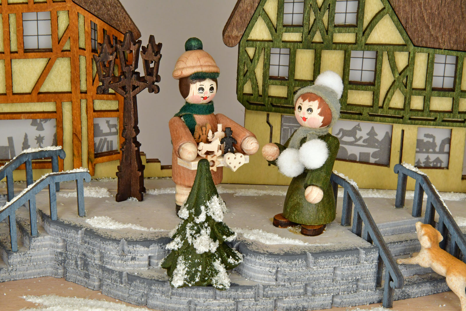 大きなモミの木、村のクリスマスの魔法、霜