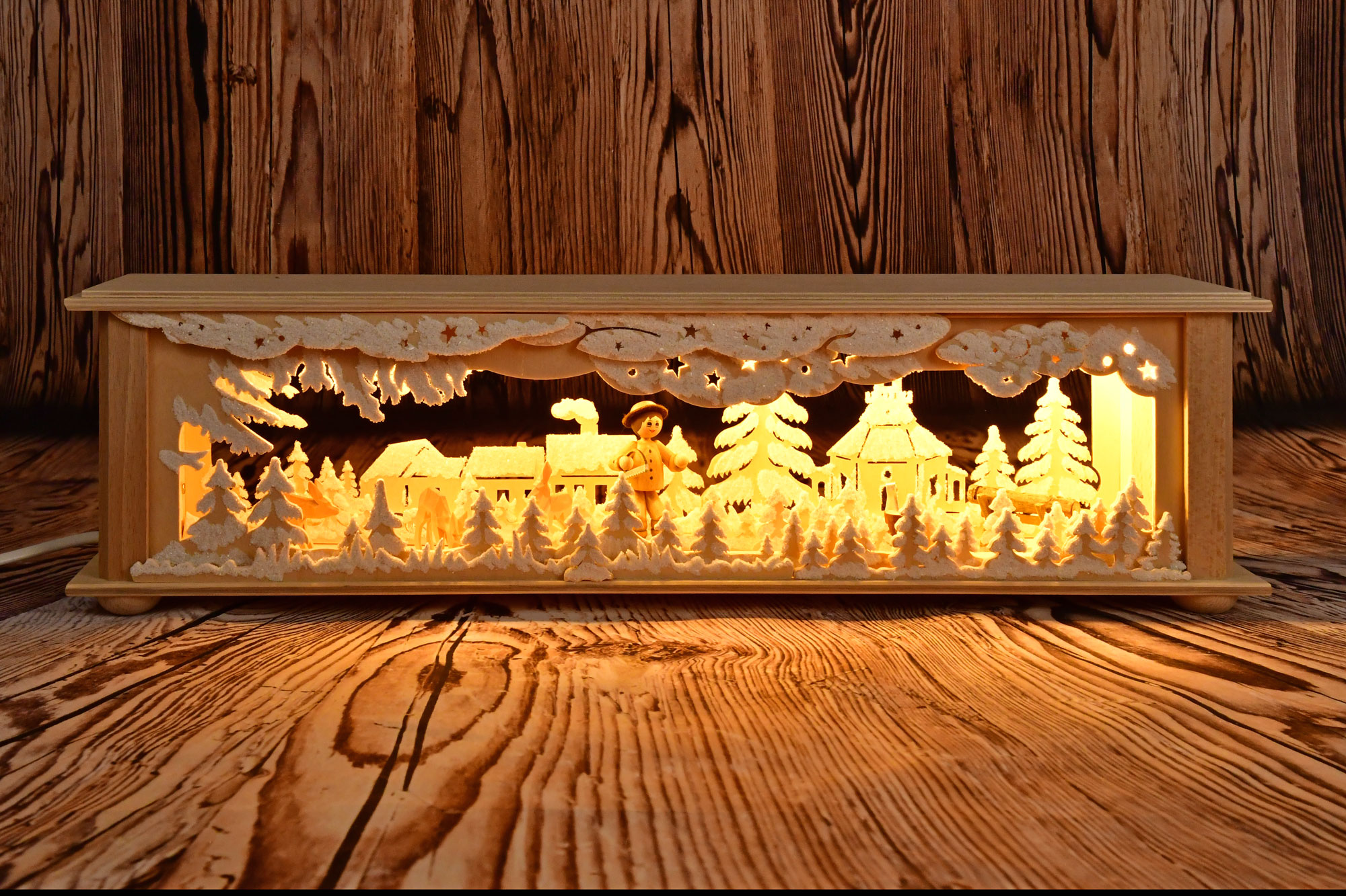 Small room light, motif 33, hoarfrost with man at the sawhorse