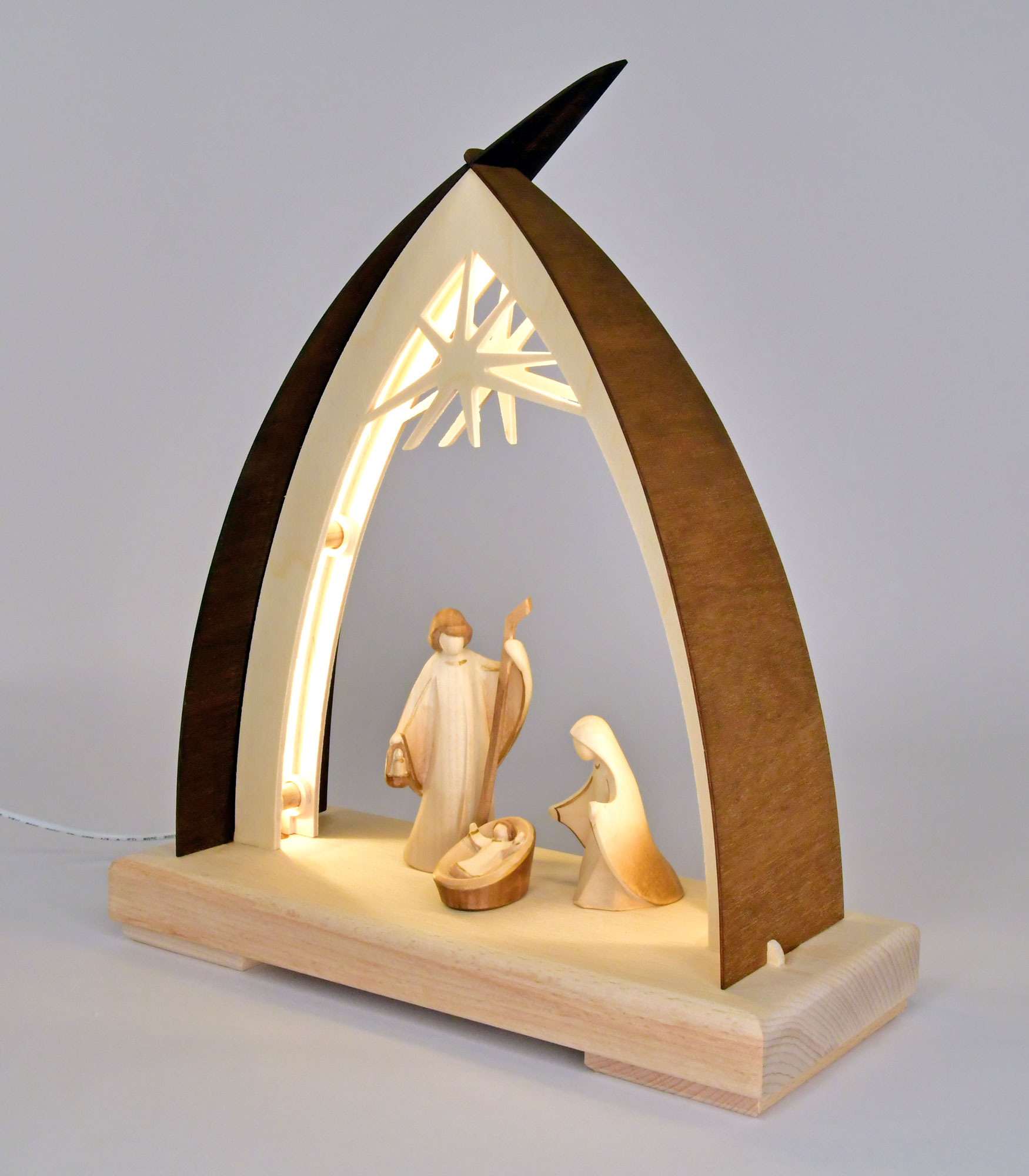 Schwibbogen, Geburt Christi Tiroler Figuren, LED-Stripe
