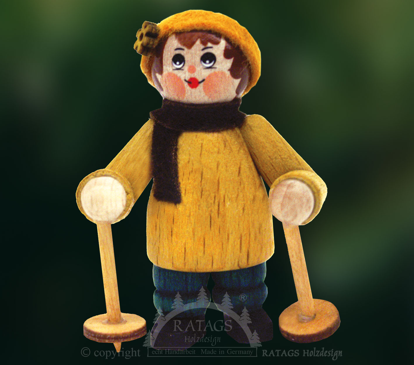 Figuur, nordic walker met hoofdband, geel
