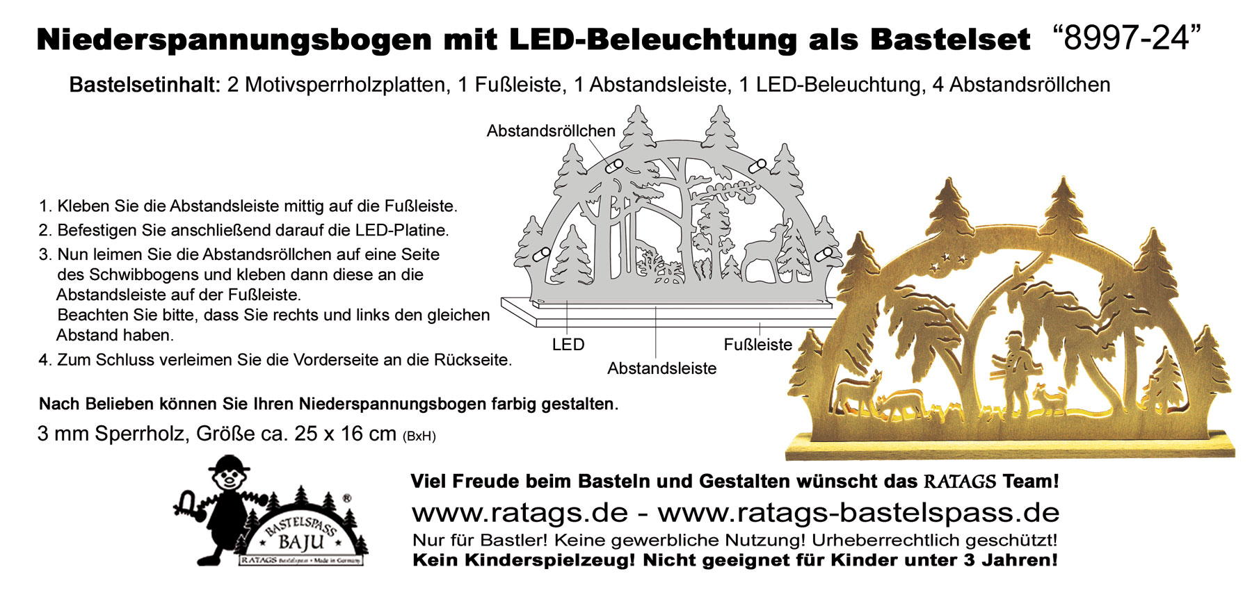 Schwibbogen mit LED zum Basteln Förster im Wald