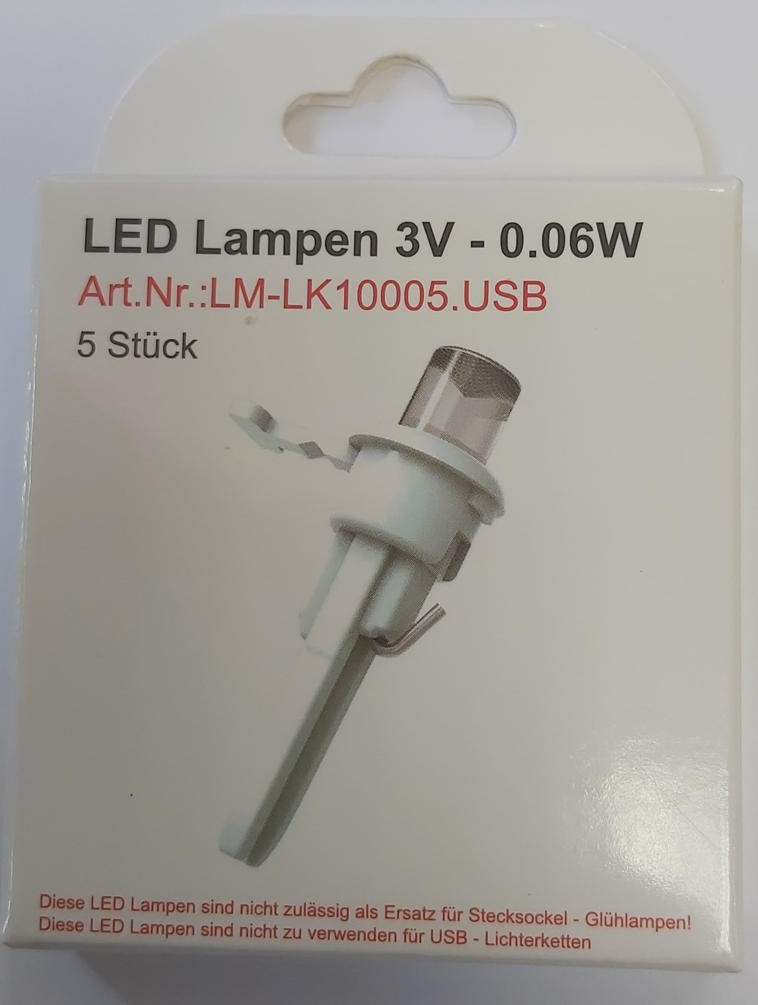 Replacement bulbs for USB LEDs, 5 pieces for 10 and 20 USB LED light chains.