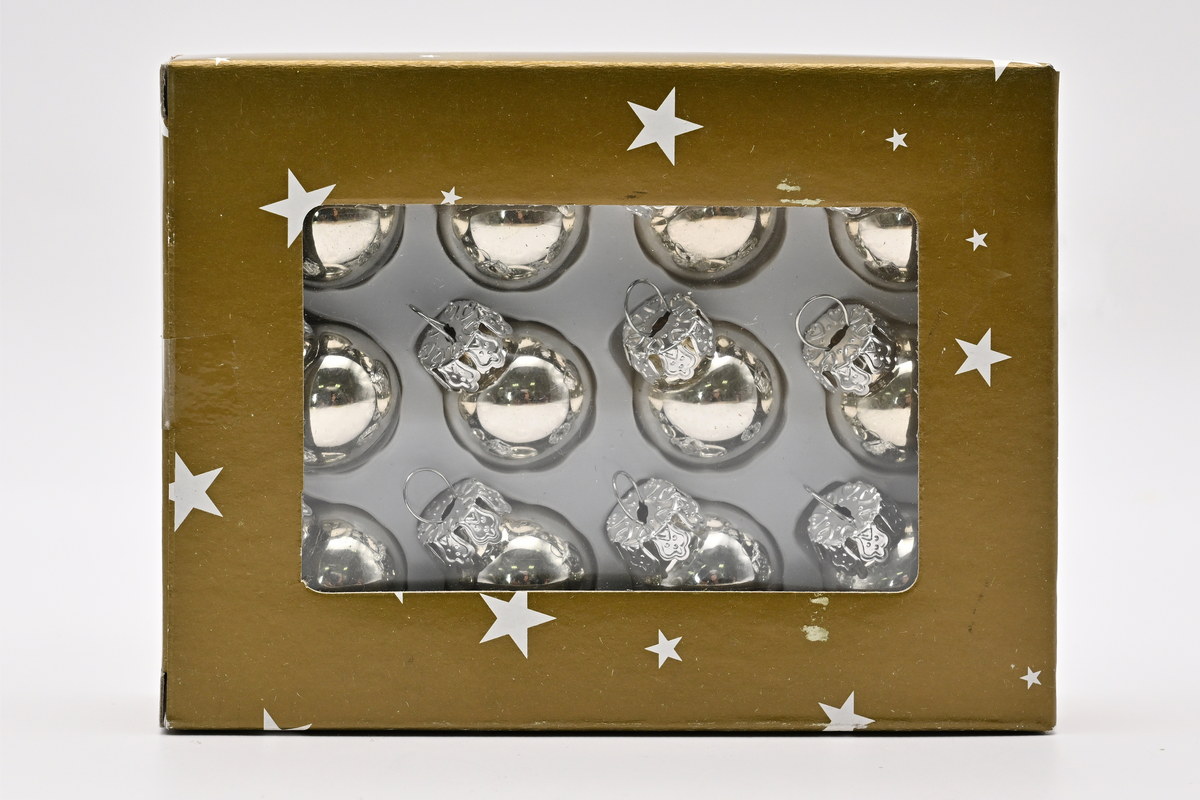 Mini-Glaskugeln, silber, 12 Stk., Ø 2 cm