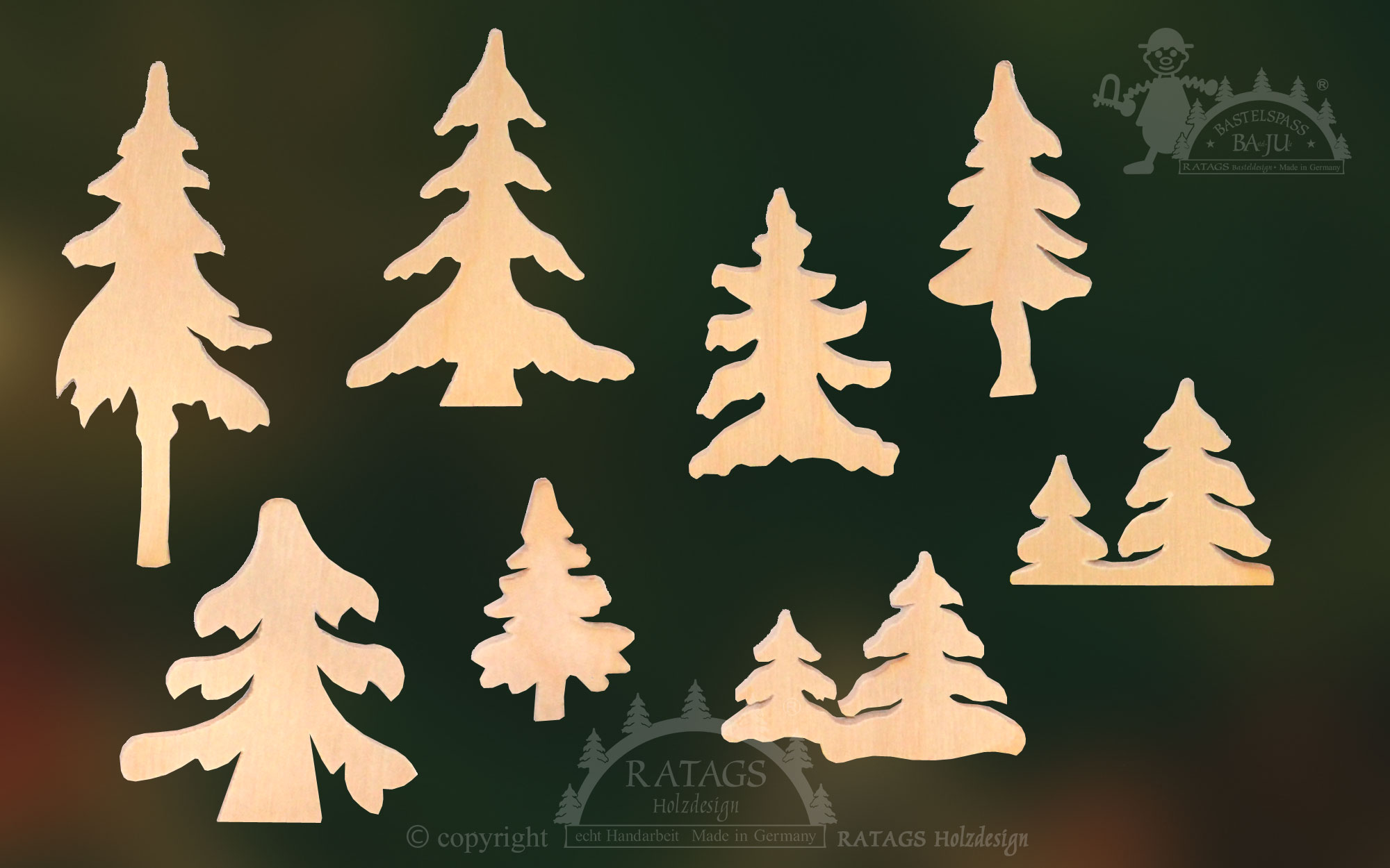 Trees for crafting, set of 8