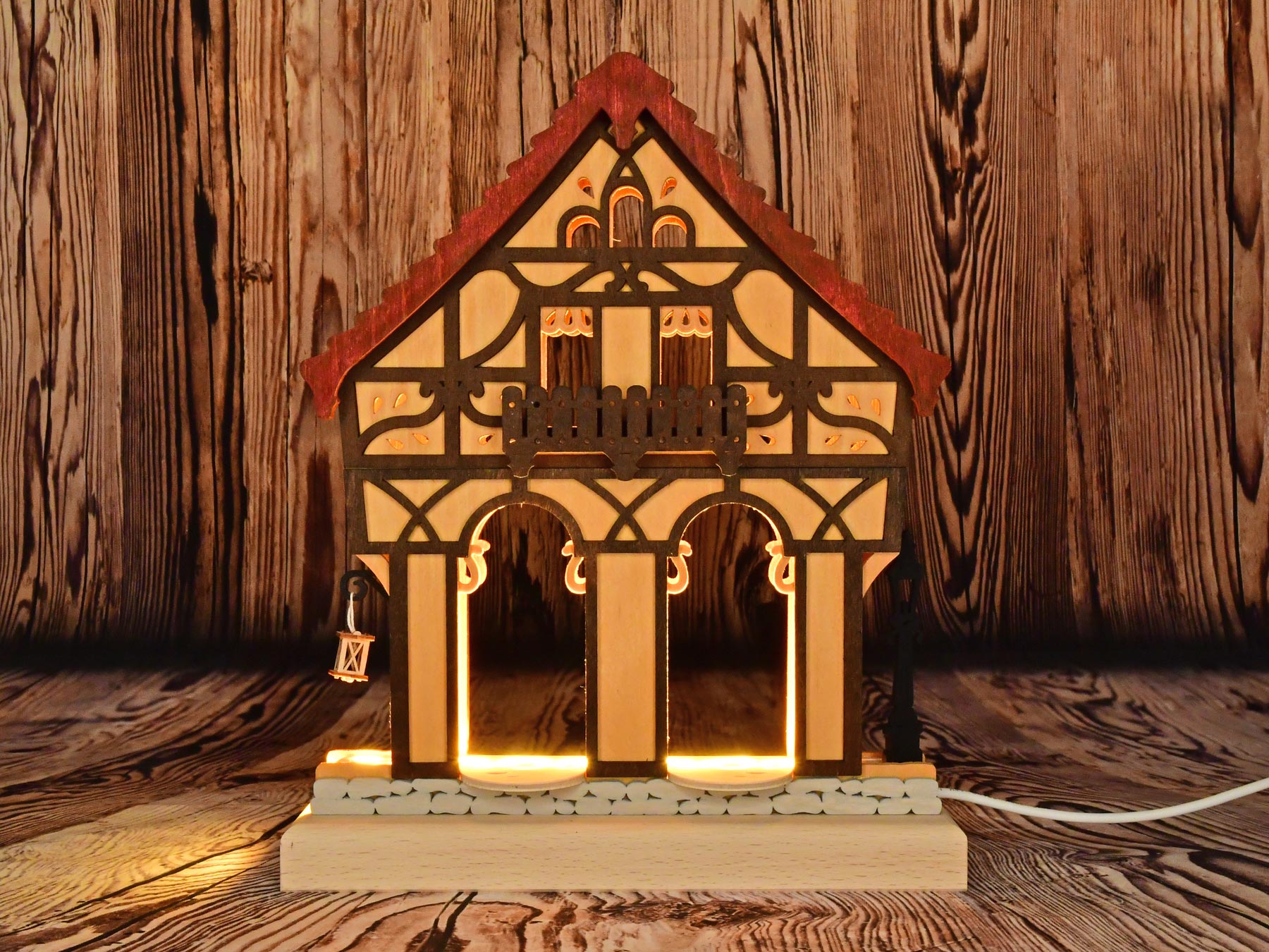 Ochre half-timbered house for collector's figurines