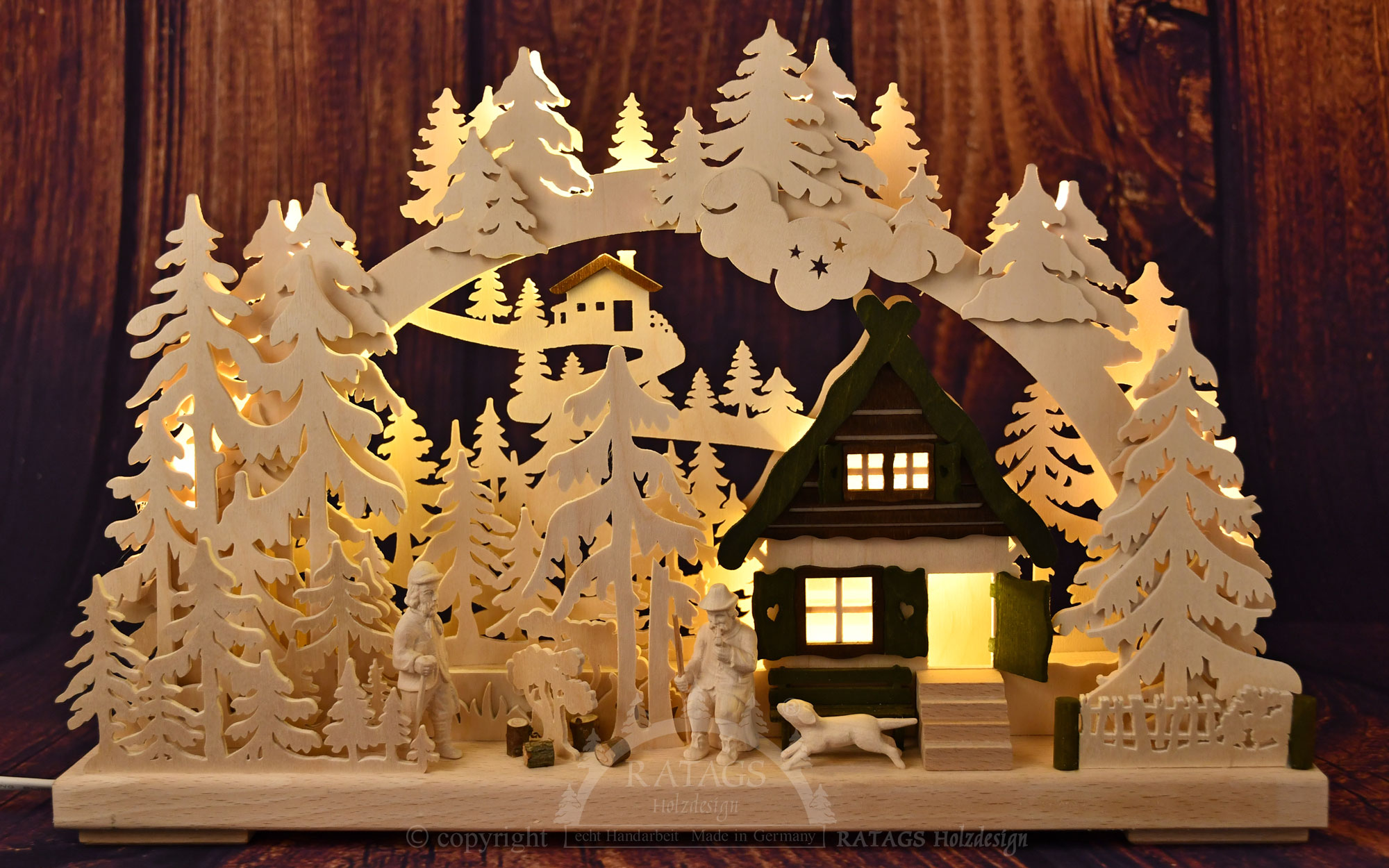 3D candle arch, small, hunter with dog