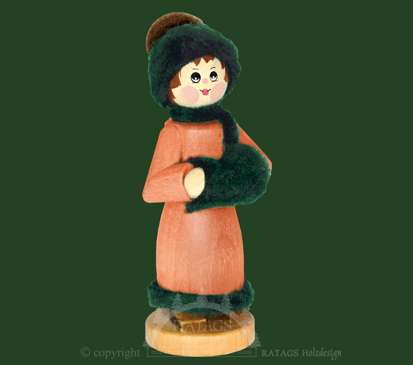 Figurka, kobieta zimą, pomarańczowa