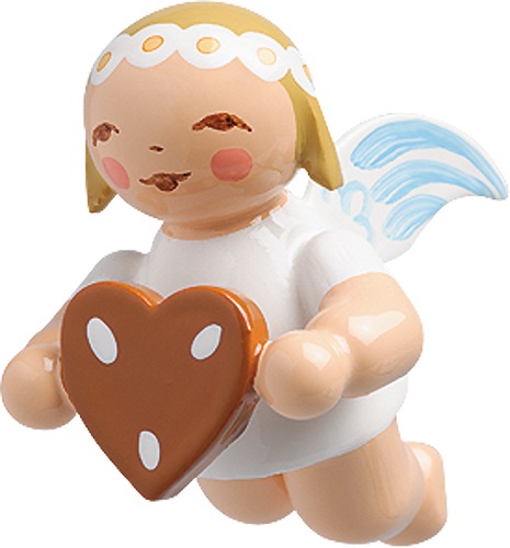 Schwebeengel, klein, mit Lebkuchenherz