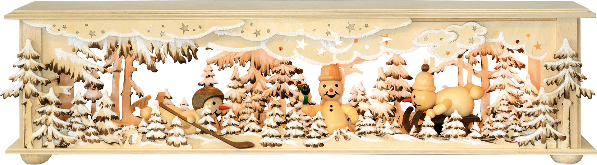 Small room light, 3 snowmen, hand-painted brown, hoarfrost