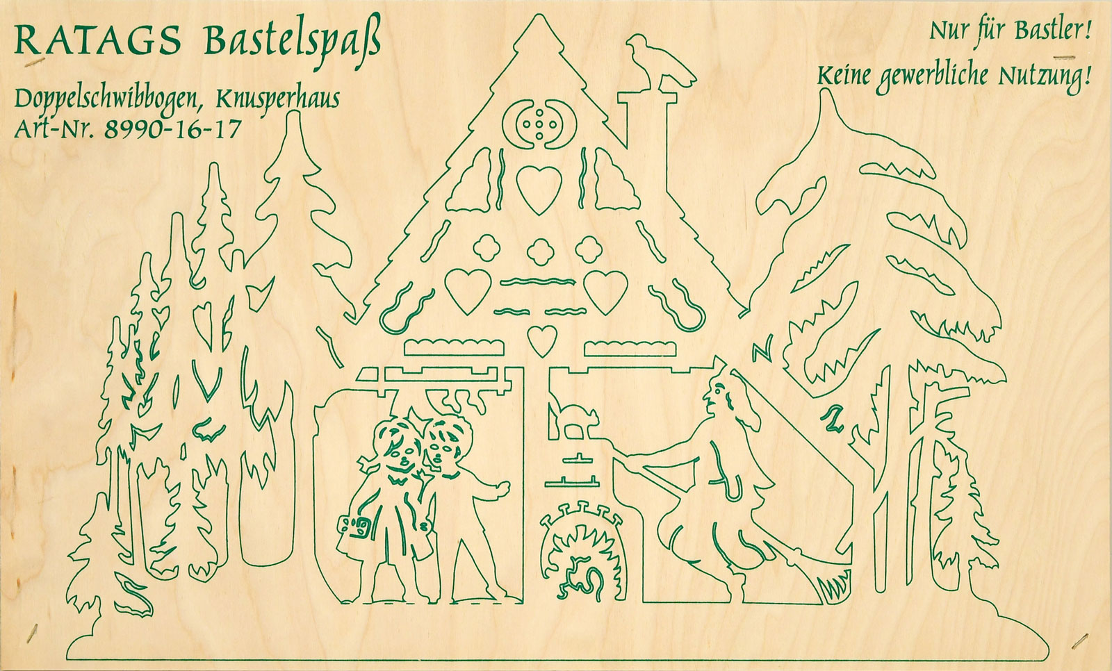 2 motif plywood panels, self-sawing Schwibbogen, small, gingerbread house