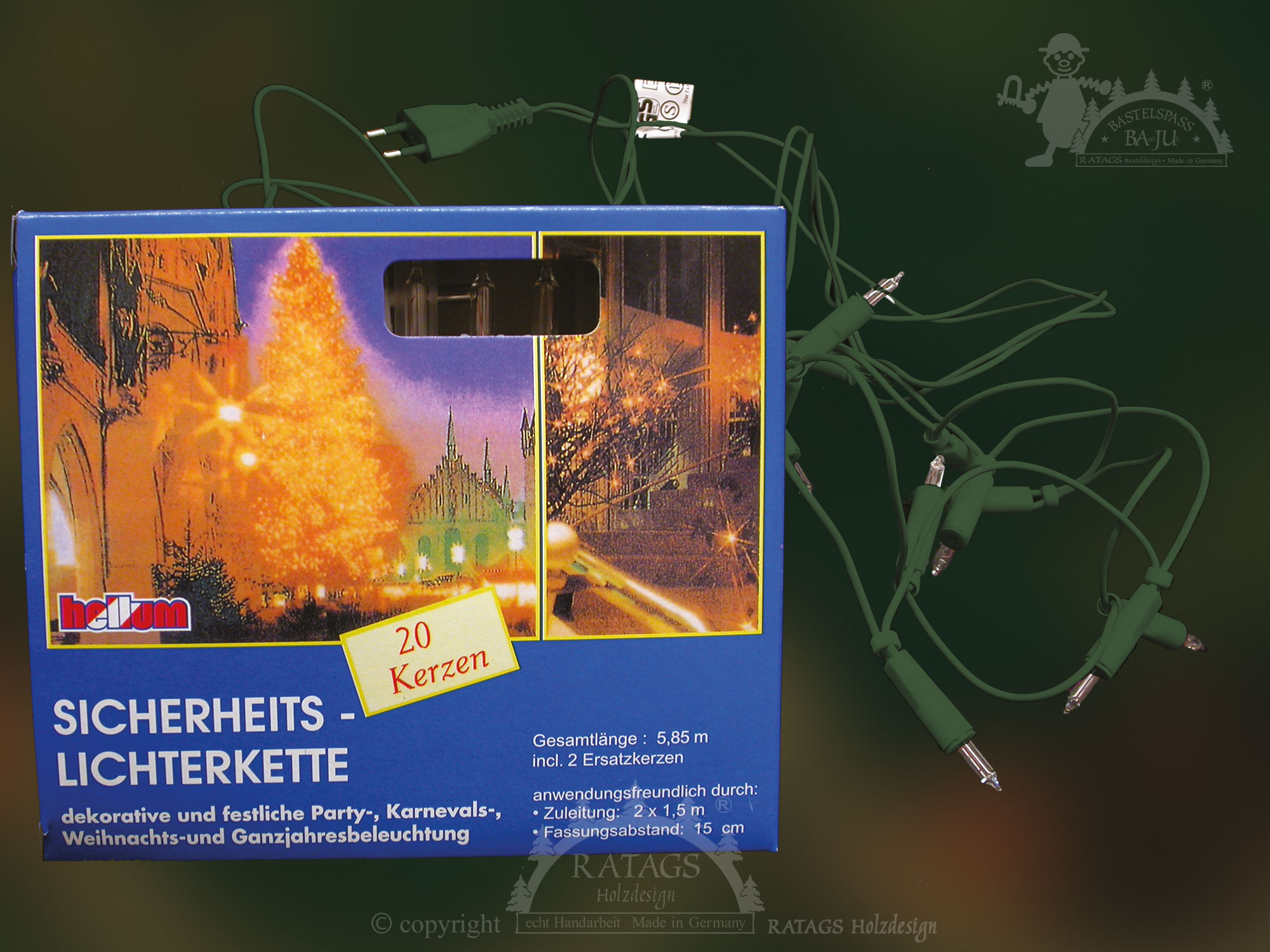 20 mini fairy lights, green/clear, pack of 24