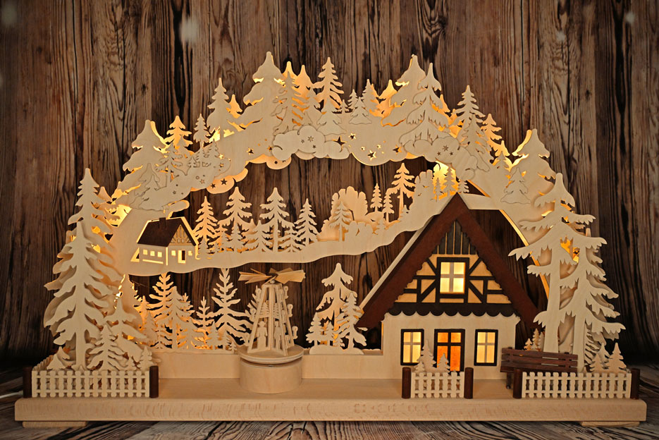 3D candle arch, large, Christmas in the Ore Mountains with pyramid, unfilled