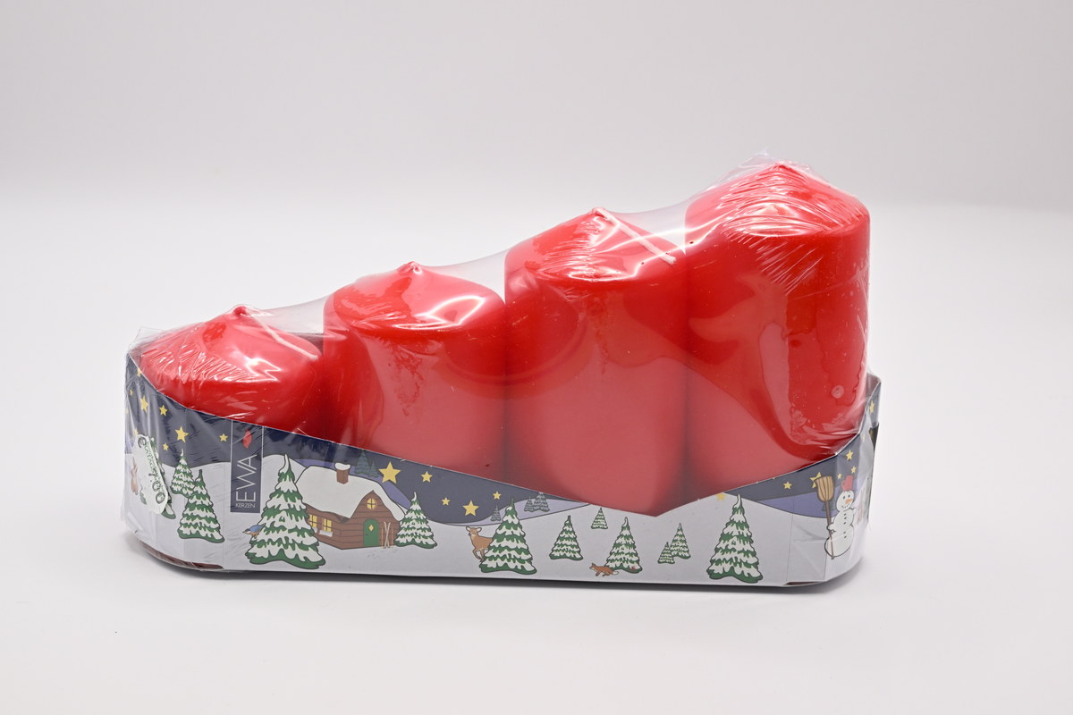 Stepped pillar candles, 4 pieces, red