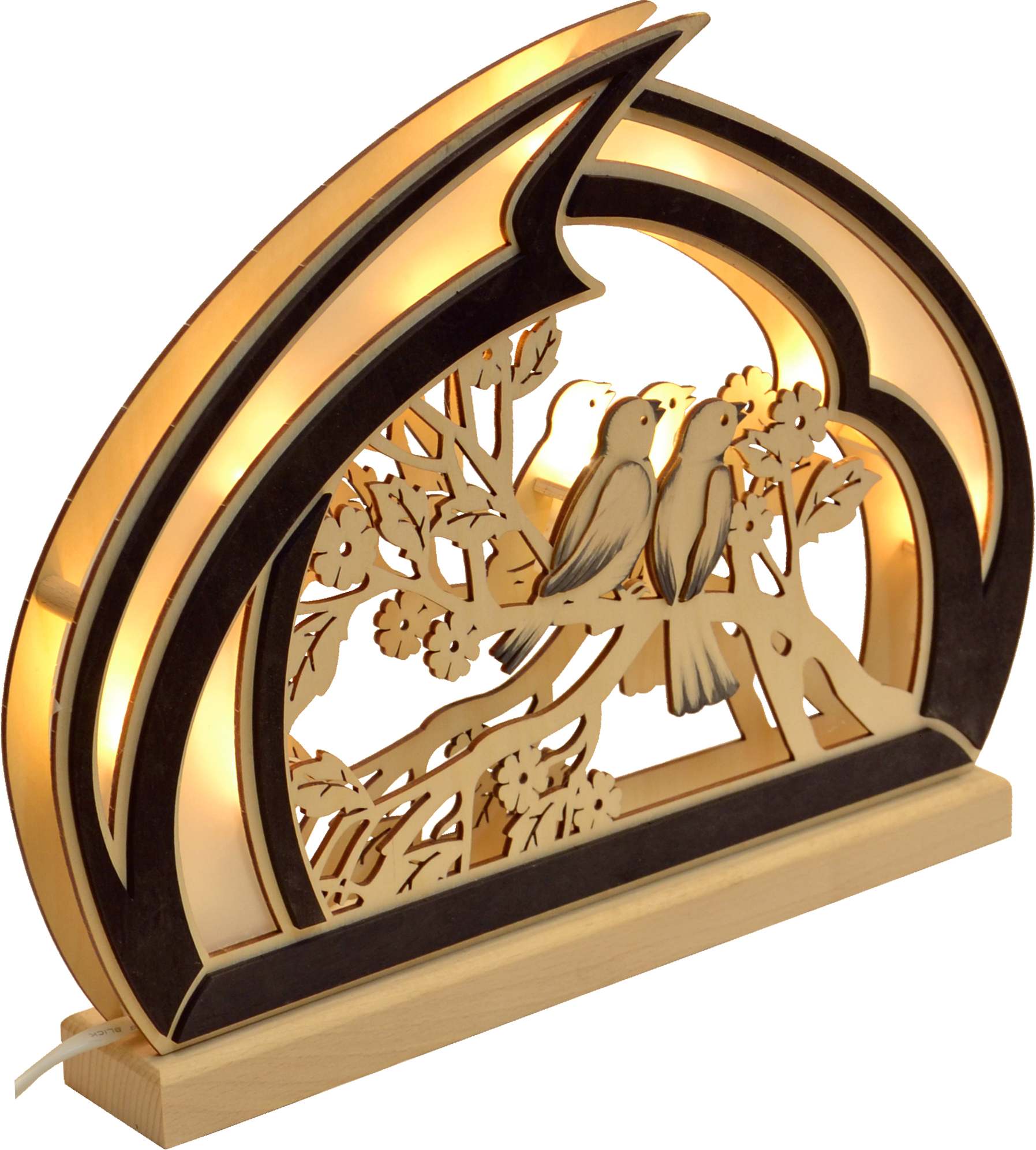 Romantikleuchte, Vögelchen, handbemalt, handbemalt, anthrazit Romantikleuchte, Vögelchen, handbemalt, handbemalt, anthrazit