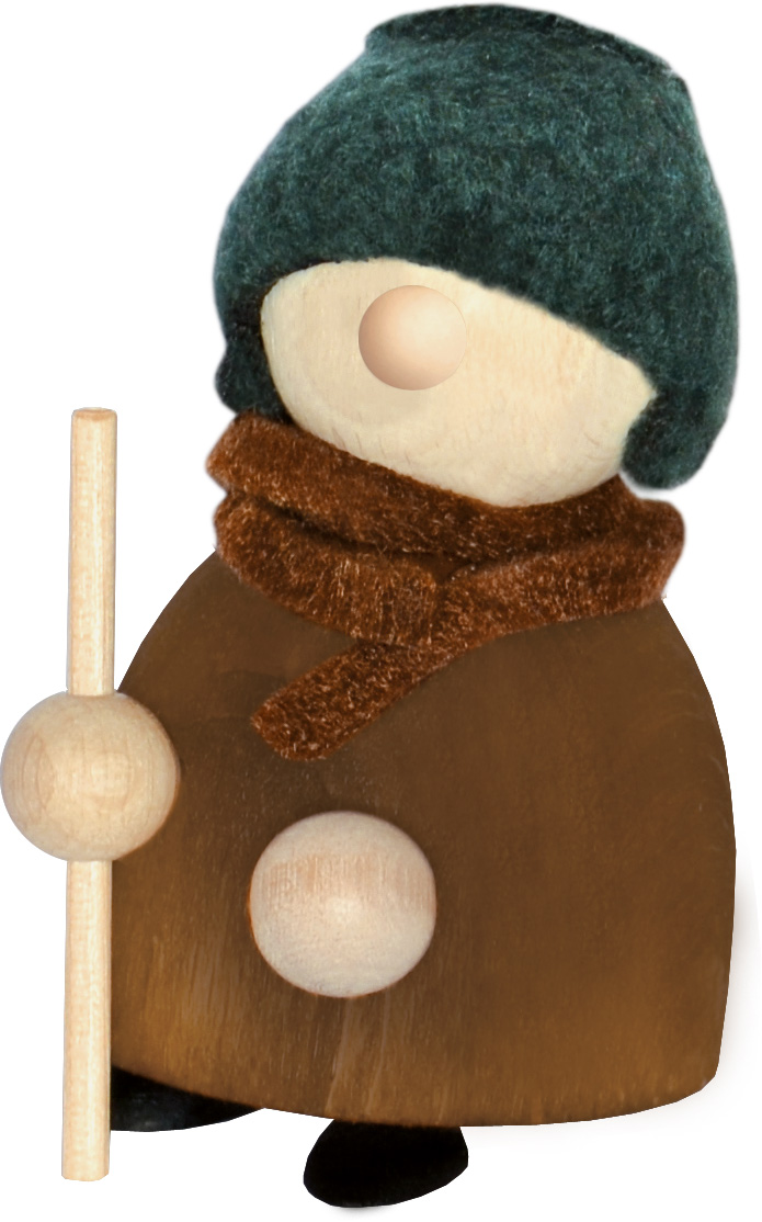 Molli Mann im Winter, Stock, braun/grün