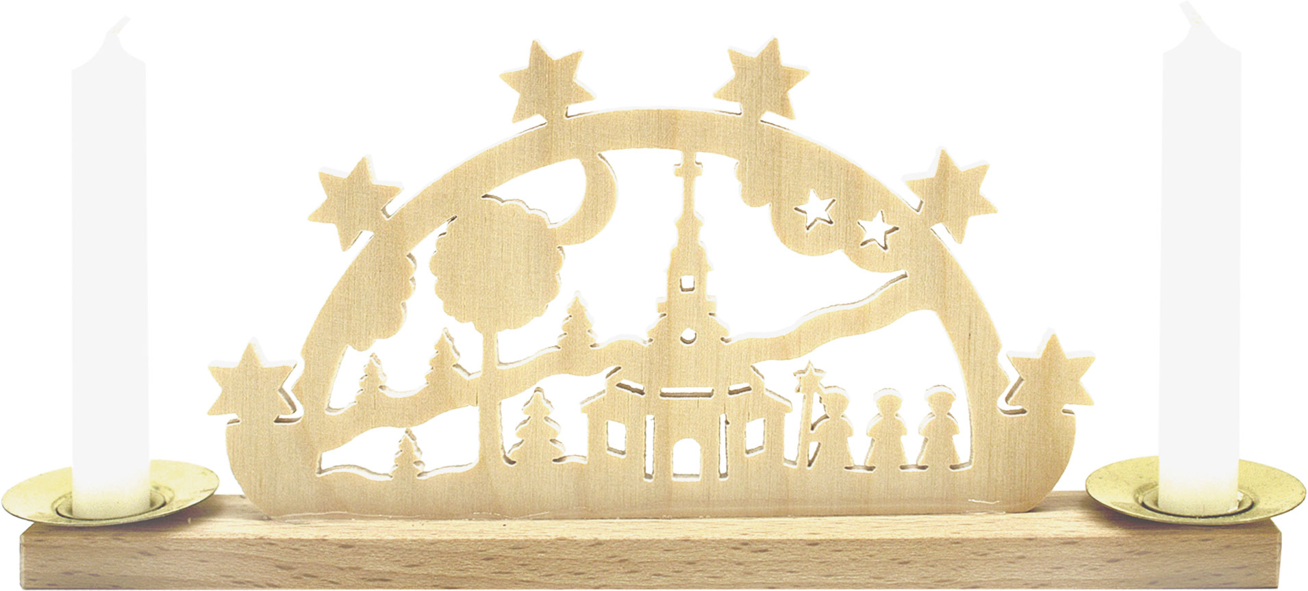 Mini-Schwibbogen für 2 Puppenkerzen Seiffener Kirche