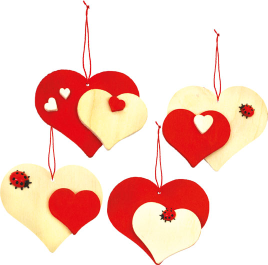 Adornos para el árbol, juego de 4, corazones