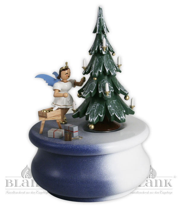 Spieldose mit Baum und 1 Engel, farbig Spieldose "Weihnachtstraum"