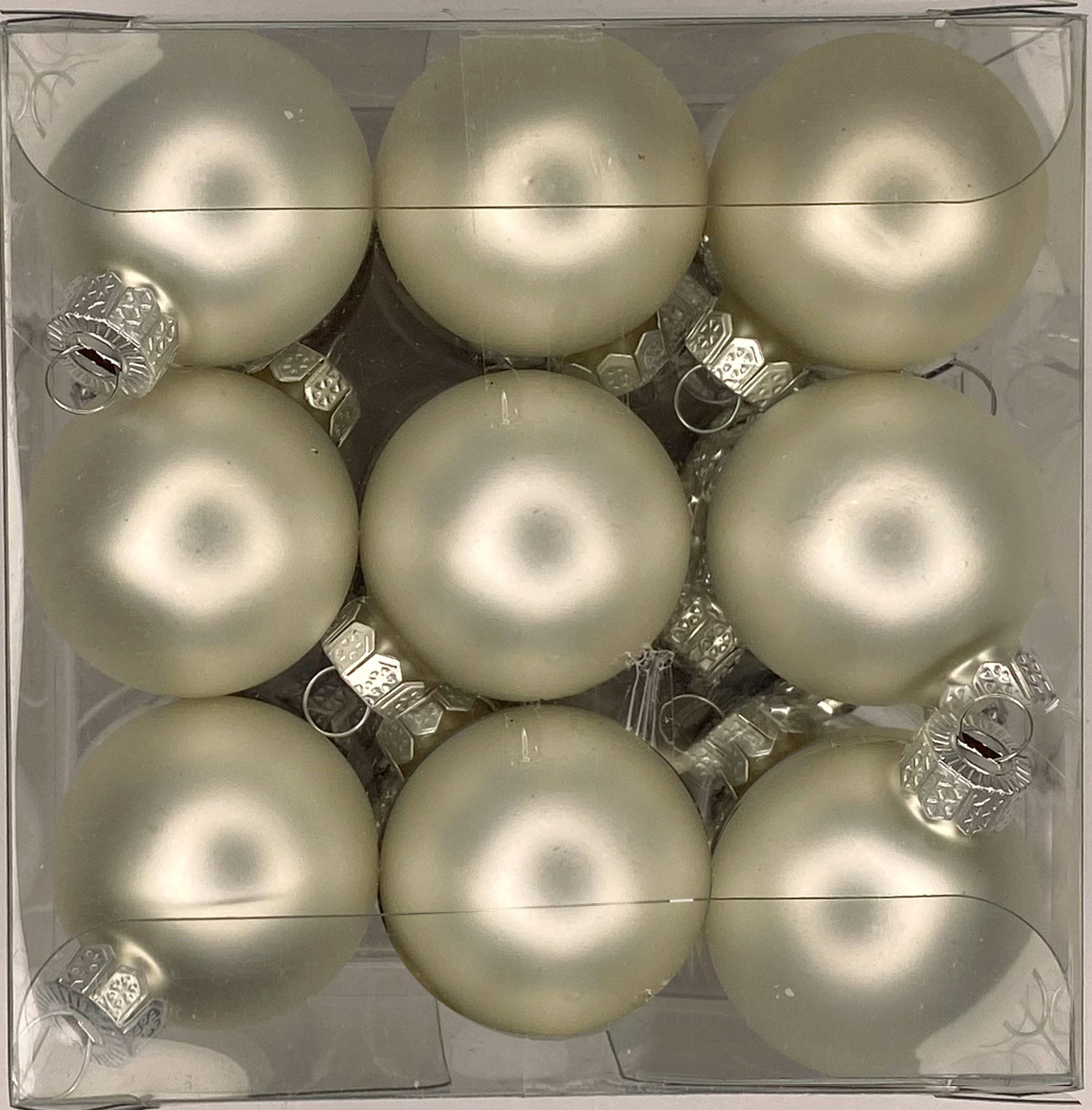 cb. 18 glass balls/cap silver combi