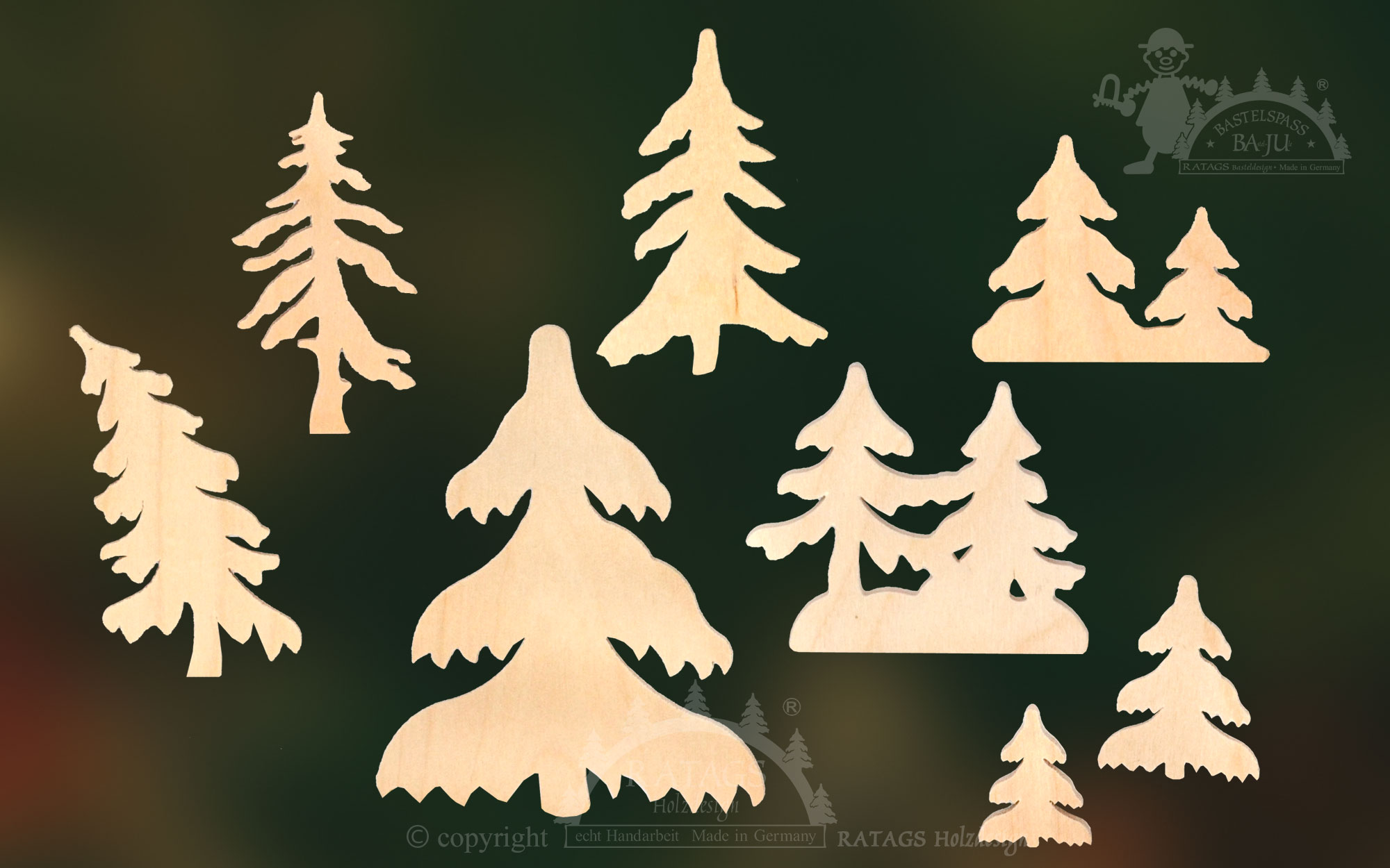 Trees for crafting, set of 8