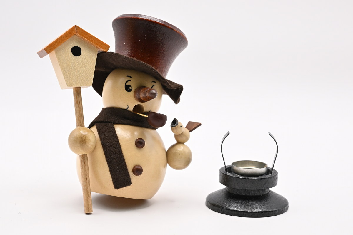 Incense smokers Snow boy with birdhouse na H 10.5 cm