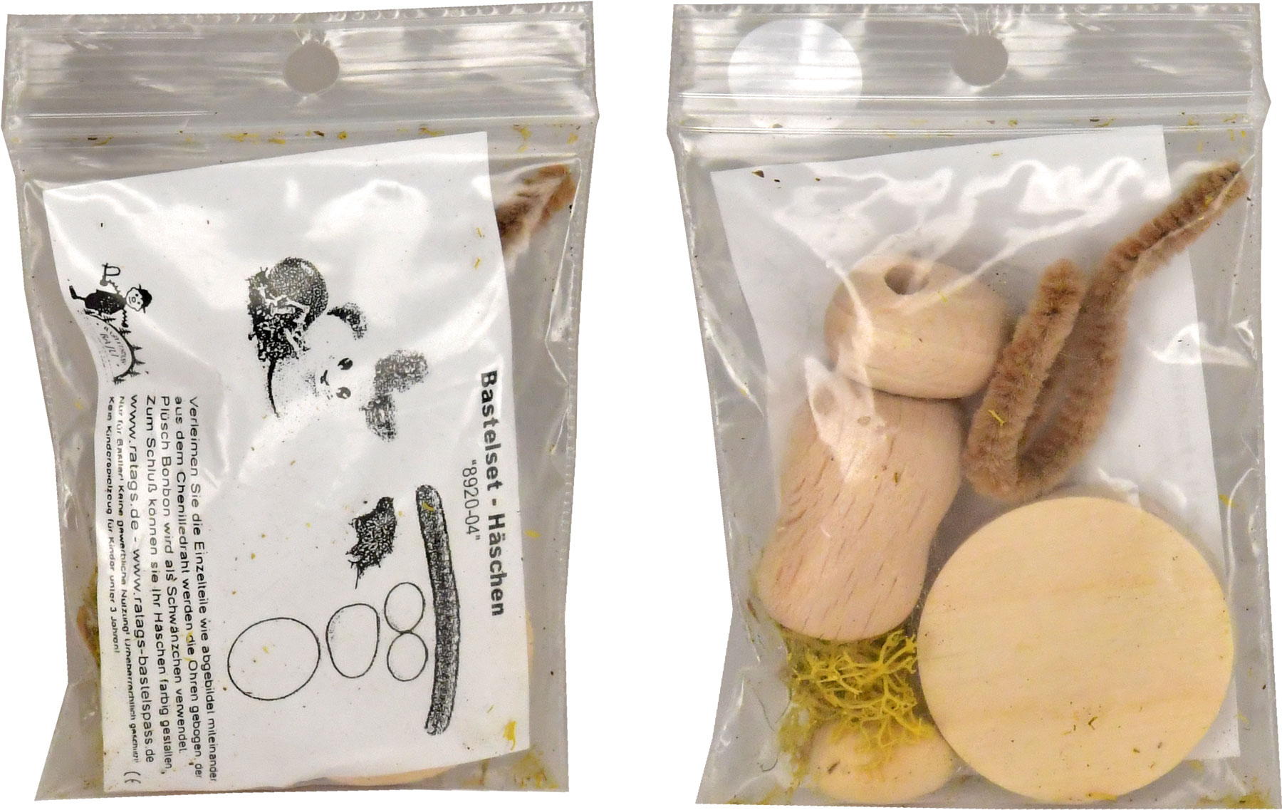 Mini bunnies for crafting, orange, green