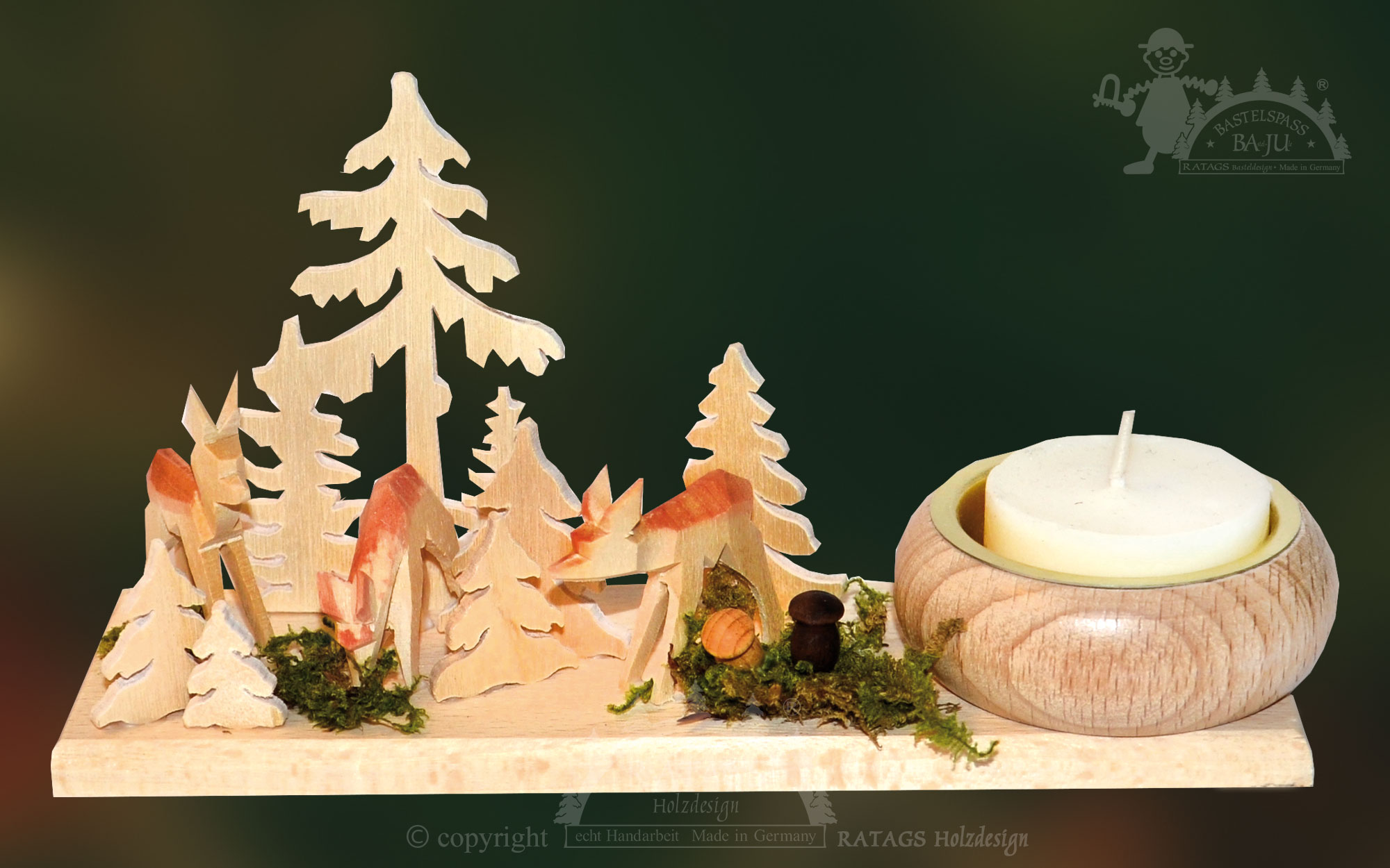 Kerzenhalter zum Basteln, Wald und Rehe TL Kerzenhalter zum Basteln, Wald und Rehe TL