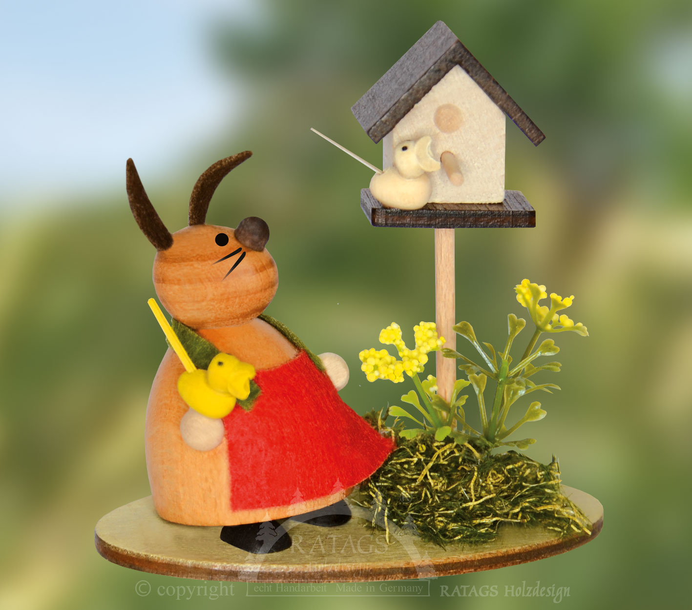 Häschen mit Vögelchen und Vogelhaus, Pla