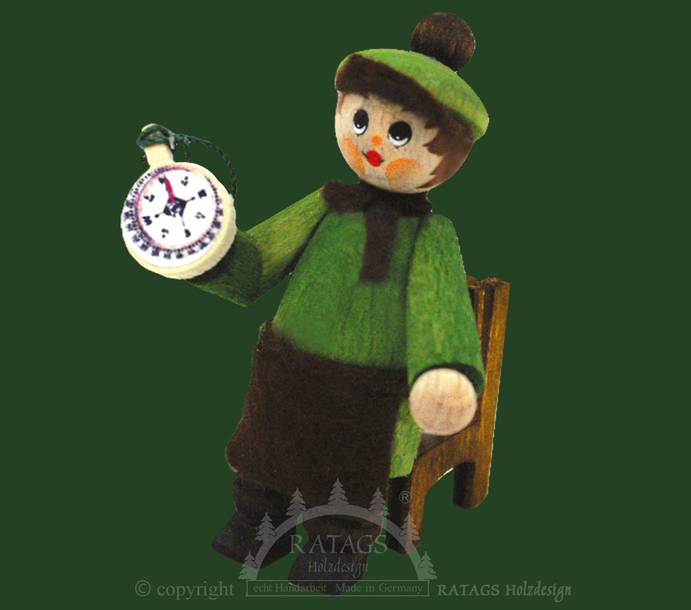 Figure, seated hiker with compass