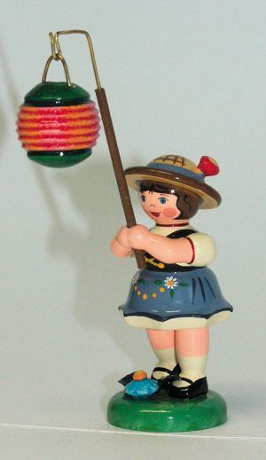 Figura, menina, lanterna esférica A 9,5 cm