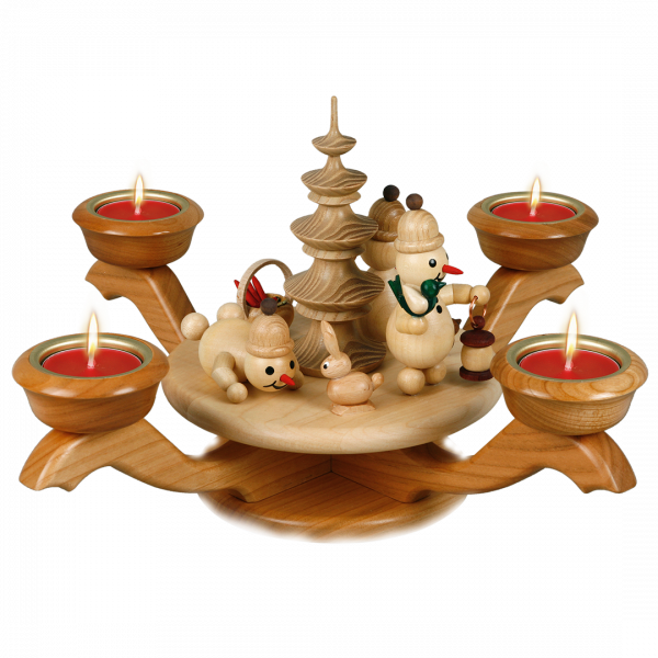 Advent candle holder with tea lights, natural, 17 cm