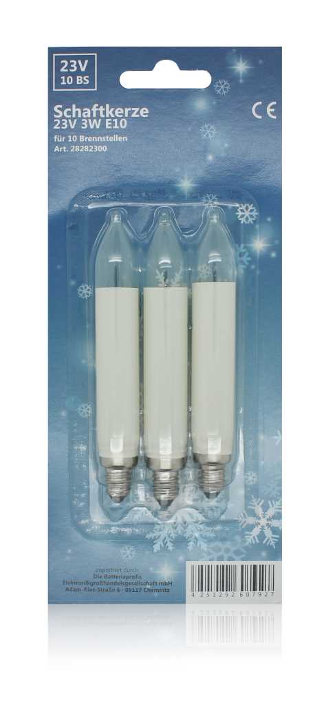 Schaftkerze 23V 3W E10 3er-Blister